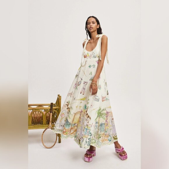 chinese dress ladies Anouk Printed Sleeveless Maxi Dress - Lime Palm